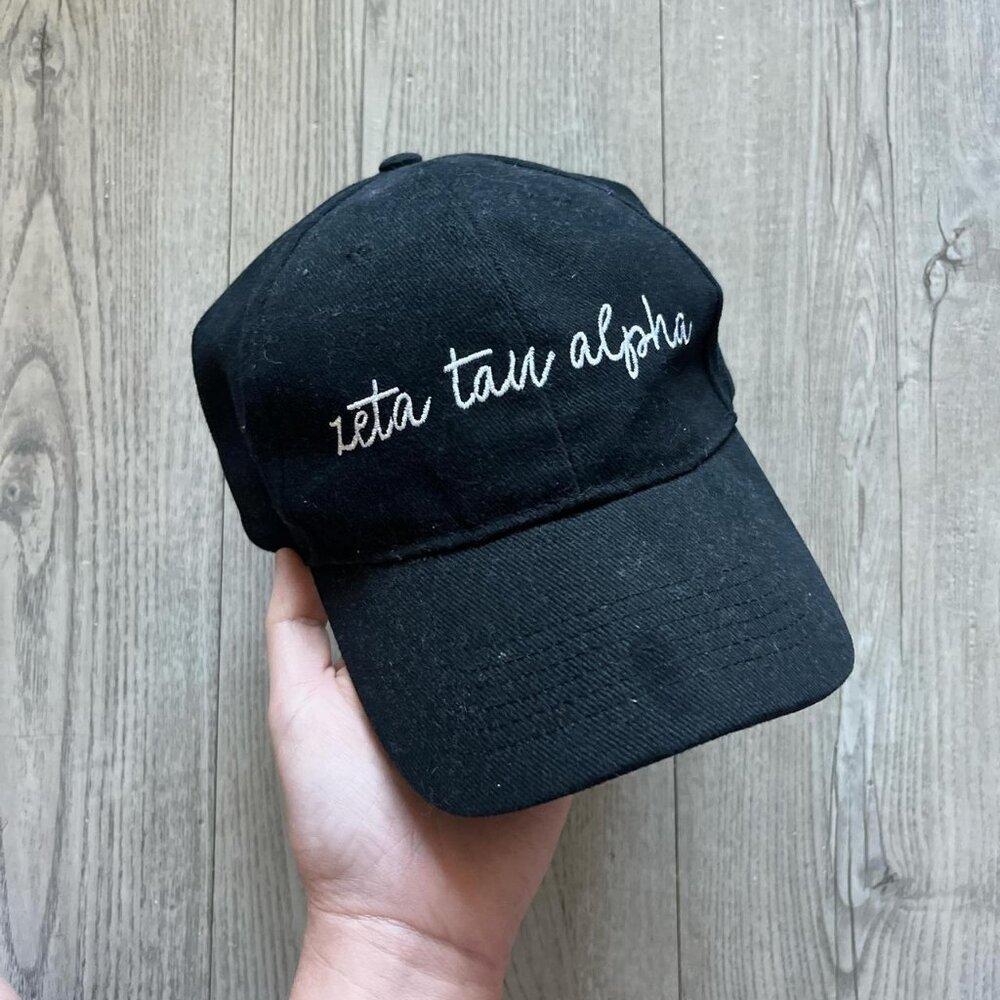 Black Zeta Tau Alpha baseball cap hat // Washed & clean :)